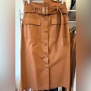 SHEIN Brown Button-Front Pencil Skirt